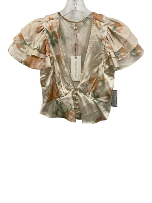Loveshackfancy Size XS Cream, Green & Pink Silk Abstract Floral Pant Set Cream, Green & Pink / XS