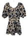 Ulla Johnson Size 0 White, Blue, Multi Cotton Short Puff Sleeve Floral Dress White, Blue, Multi / 0