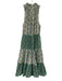 Ro's Garden Size XS Green Cotton Sleeveless Floral Knee Length Split neck Dress Green / XS
