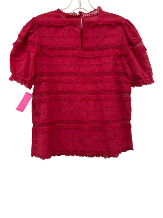 Ulla Johnson Size Est XS Pink Cotton & Viscose Short Sleeve Lace Detail Top Pink / Est XS