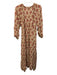 Natalie Martin Size XS Beige, Pink, Brown Rayon Long Sleeve All Over Print Dress Beige, Pink, Brown / XS