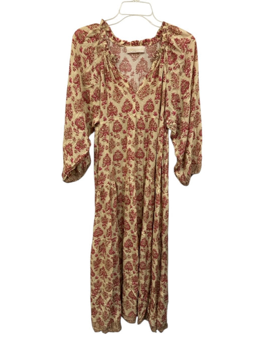Natalie Martin Size XS Beige, Pink, Brown Rayon Long Sleeve All Over Print Dress Beige, Pink, Brown / XS