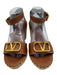 Valentino Shoe Size 41 Brown & Beige Leather Espadrille Open Toe Wedge Sandals Brown & Beige / 41