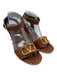 Valentino Shoe Size 41 Brown & Beige Leather Espadrille Open Toe Wedge Sandals Brown & Beige / 41