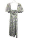 Hill House Size XXS Purple, Green, White Cotton Short Puff Sleeve Floral Dress Purple, Green, White / XXS