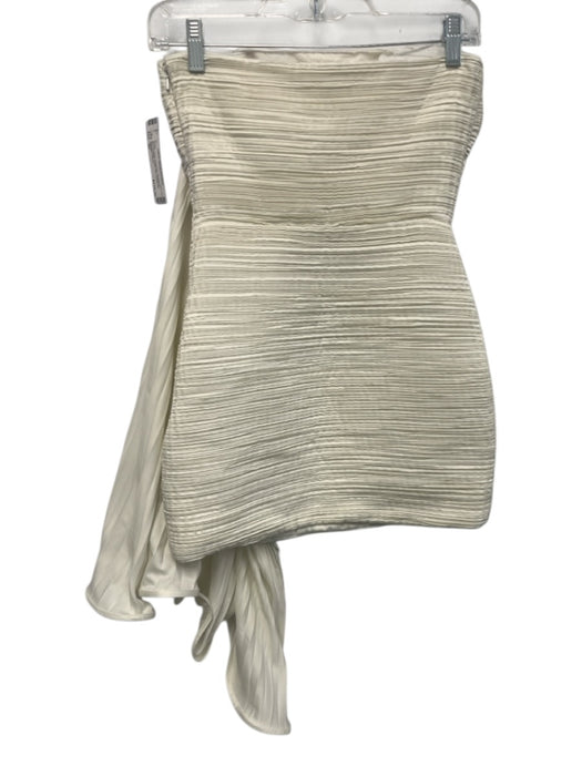 AMUR Size 00 Cream White Polyester Strapless Micropleated Ruffle Mini Dress Cream White / 00