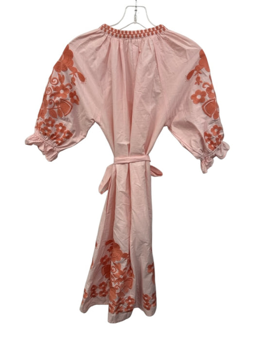 Julia Amory Size XS Pink & Orange Cotton Half Puff Sleeve Split Neck Dress Pink & Orange / XS