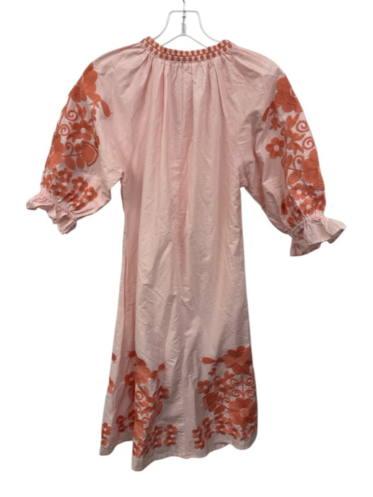 Julia Amory Size XS Pink & Orange Cotton Half Puff Sleeve Split Neck Dress Pink & Orange / XS