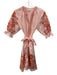 Julia Amory Size XS Pink & Orange Cotton Half Puff Sleeve Split Neck Dress Pink & Orange / XS