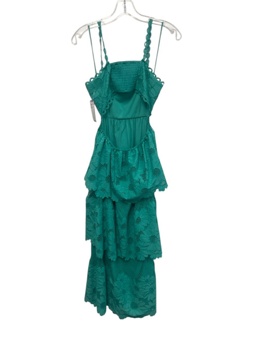 Saylor Size XS Green Polyester Spaghetti Strap Floral Cut Outs Dress Green / XS