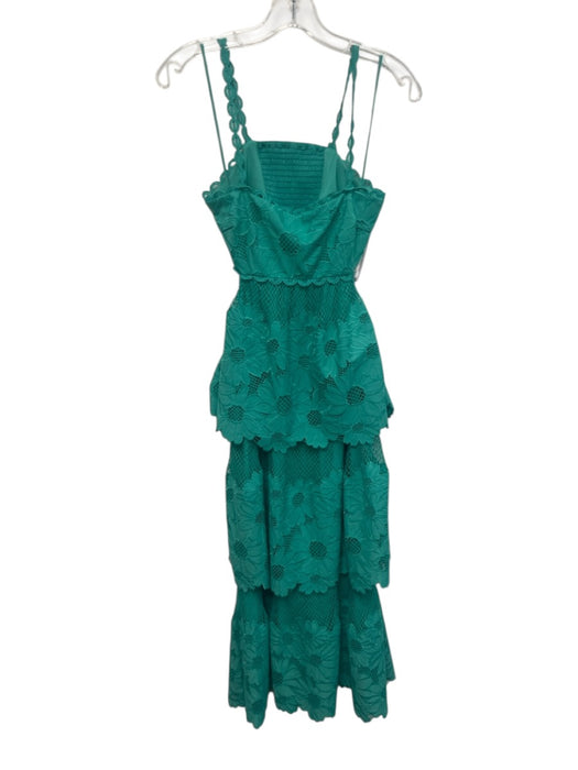 Saylor Size XS Green Polyester Spaghetti Strap Floral Cut Outs Dress Green / XS