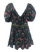 Agua Bendita Size Small Navy, Green, Pink Cotton Short Puff Sleeve Floral Dress Navy, Green, Pink / Small