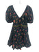 Agua Bendita Size Small Navy, Green, Pink Cotton Short Puff Sleeve Floral Dress Navy, Green, Pink / Small