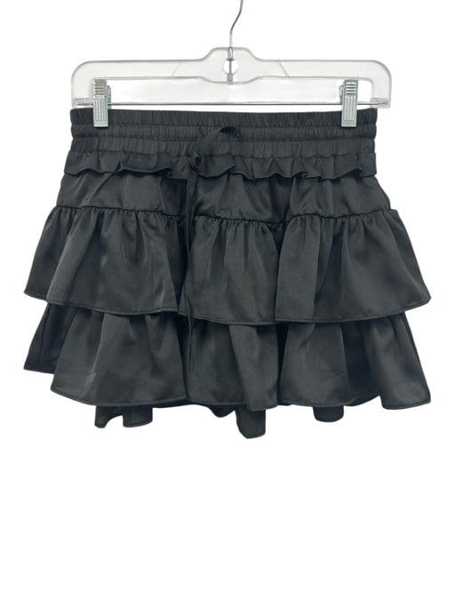 Mitylene Size Small Black Polyester Blend Elastic Drawstring Waist Tiered Shorts Black / Small
