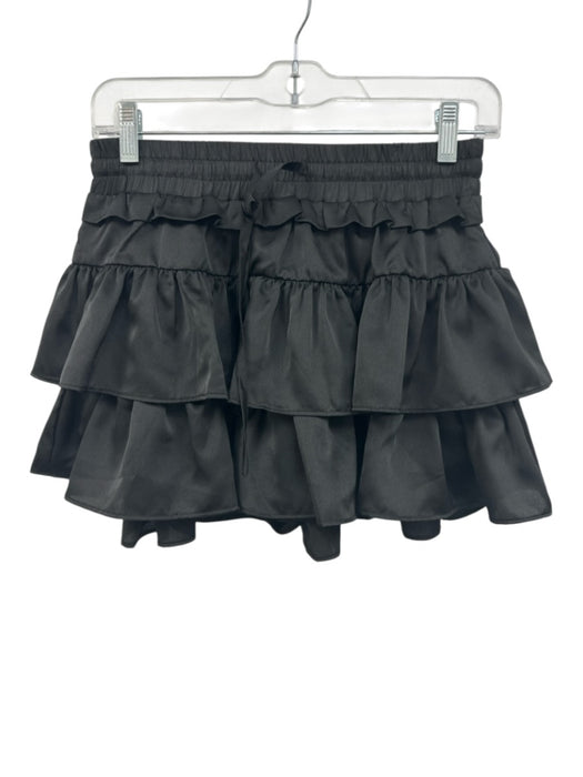 Mitylene Size Small Black Polyester Blend Elastic Drawstring Waist Tiered Shorts Black / Small