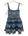 Agua Bendita Size XS Blue, Beige, White Cotton Sleeveless Floral Tiered Dress Blue, Beige, White / XS