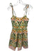 Cara Cara Size 00 Orange, Pink, Green Cotton Spaghetti Strap Floral boning Dress Orange, Pink, Green / 00