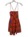Cara Cara Size XS Red, Green, Yellow Cotton Spaghetti Strap Floral Pleated Dress Red, Green, Yellow / XS