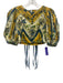 Alemais Size 0 Blue, Yellow, Green Linen Long puff sleeve Floral Cropped Top Blue, Yellow, Green / 0