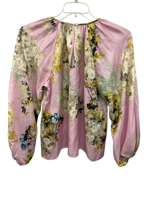 Cynthia Rowley Size XS Pink, Yellow, Green Silk Long puff sleeve Gathered Top Pink, Yellow, Green / XS