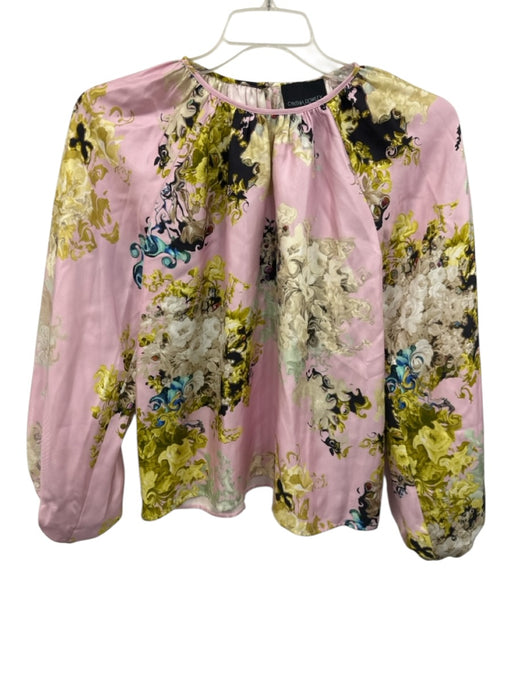 Cynthia Rowley Size XS Pink, Yellow, Green Silk Long puff sleeve Gathered Top Pink, Yellow, Green / XS