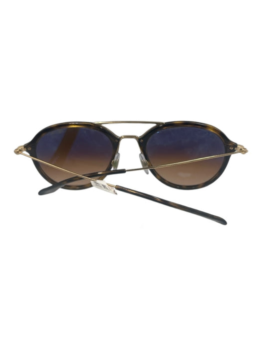 Ray Ban Brown & Gold Acetate & Metal Tortoise Nose Guard Aviator Sunglasses Brown & Gold