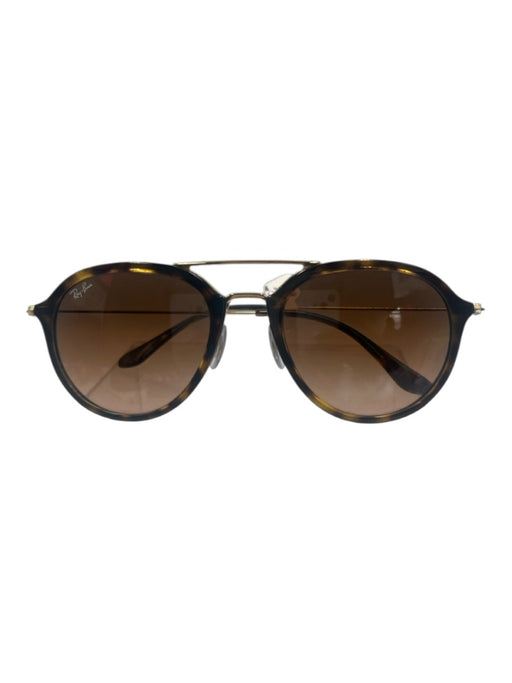 Ray Ban Brown & Gold Acetate & Metal Tortoise Nose Guard Aviator Sunglasses Brown & Gold