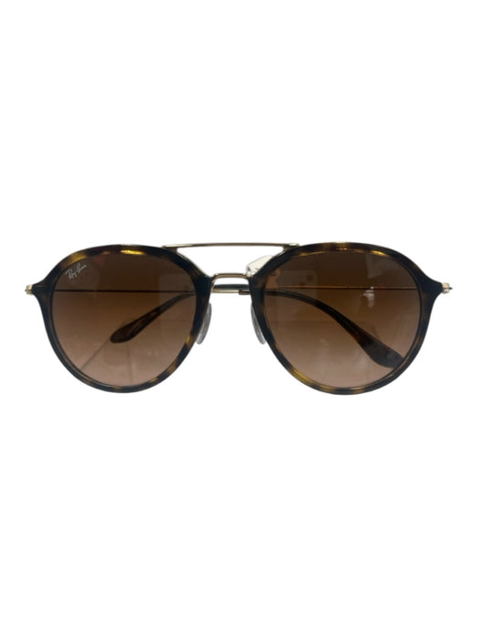 Ray Ban Brown & Gold Acetate & Metal Tortoise Nose Guard Aviator Sunglasses Brown & Gold