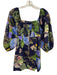Cara Cara Size XS Navy, Light Blue & Green Cotton Square Neck Back Zip Dress Navy, Light Blue & Green / XS