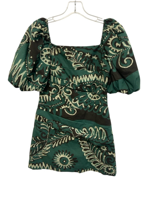 Sea New York Size 0 Green, Black & White Cotton Square Neck Dress Green, Black & White / 0