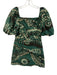 Sea New York Size 0 Green, Black & White Cotton Square Neck Dress Green, Black & White / 0