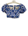 Cara Cara Size XXS Blue, White, Green Cotton Square Neck Floral design Skirt Set Blue, White, Green / XXS