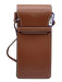 Celine Tan Leather Phone pouch Gold embossed logo White Stitch Flap Front Bag Tan / Small