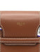Celine Tan Leather Phone pouch Gold embossed logo White Stitch Flap Front Bag Tan / Small