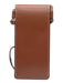 Celine Tan Leather Phone pouch Gold embossed logo White Stitch Flap Front Bag Tan / Small
