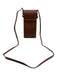 Celine Tan Leather Phone pouch Gold embossed logo White Stitch Flap Front Bag Tan / Small