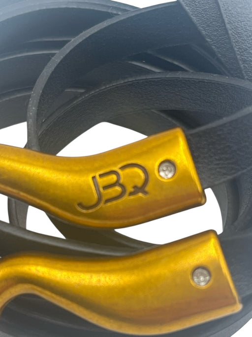 JBQ Black Leather gold metal accent Two Strand Belts Black / S