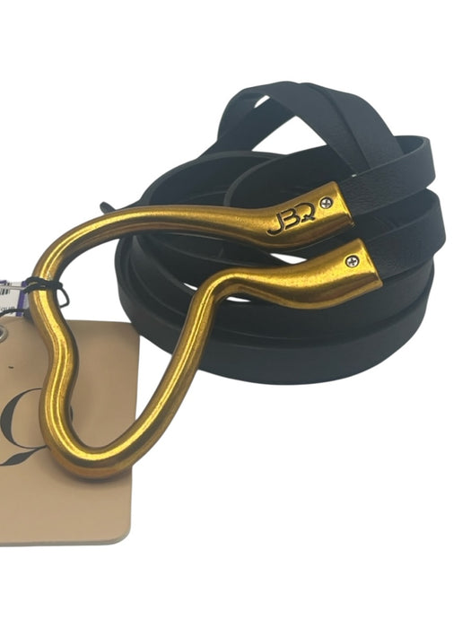 JBQ Black Leather gold metal accent Two Strand Belts Black / S