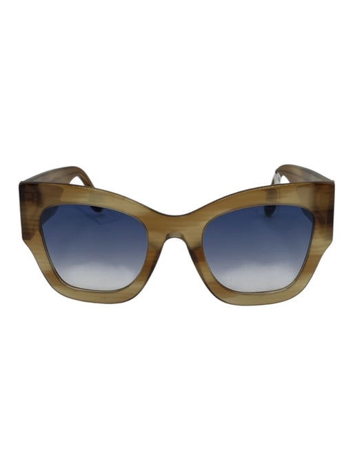 Victoria Beckham Striped tobacco Acetate Blue tint lenses Sunglasses Striped tobacco
