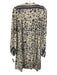 Natalie Martin Size XS Cream & Blue Pintuck Leaves Tassel Tie Detail Dress Cream & Blue / XS