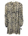 Natalie Martin Size XS Cream & Blue Pintuck Leaves Tassel Tie Detail Dress Cream & Blue / XS
