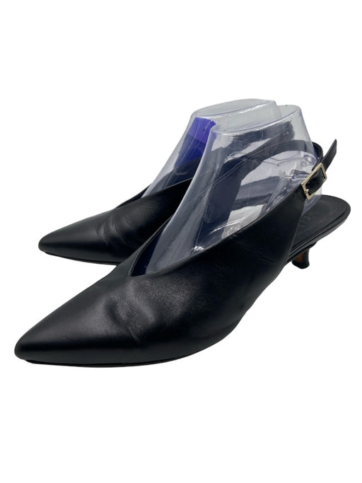 Tibi Shoe Size 39.5 Black Leather Kitten Heel Goldtone Hardware Pumps Black / 39.5