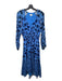 Shoshanna Size 6 Blue Viscose Blend Floral Front Tie Smocked Hook & Eye Dress Blue / 6