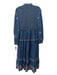 Conditions Apply Size XL Blue, White & Red Cotton Denim Smocked Top V Neck Dress Blue, White & Red / XL