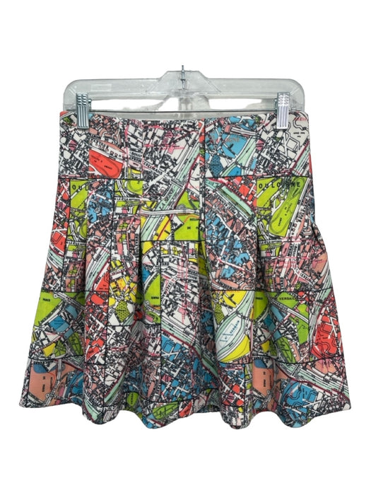 Maeve Size 6 White, Black & Multi Polyester Zip Back Map Print Box Pleats Skirt White, Black & Multi / 6