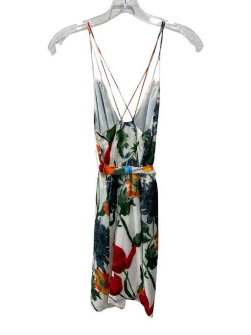 Alice + Olivia Size 0 White, Orange, Green Viscose Blend Spaghetti Strap Dress White, Orange, Green / 0