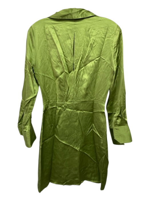 Reformation Size 0 Moss Green Silk Long Sleeve Buttons Asymetrical Mini Dress Moss Green / 0