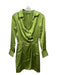 Reformation Size 0 Moss Green Silk Long Sleeve Buttons Asymetrical Mini Dress Moss Green / 0
