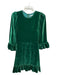 Reformation Size 0 Forest Green Rayon & Silk Velvet 3/4 Sleeve A Line Mini Dress Forest Green / 0