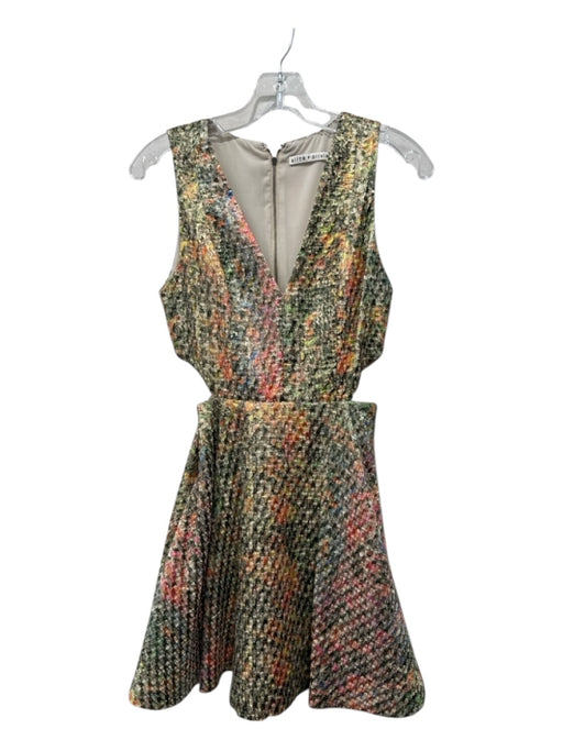 Alice + Olivia Size 0 Gold, Green, Multi Polyester & Viscose Sleeveless Dress Gold, Green, Multi / 0
